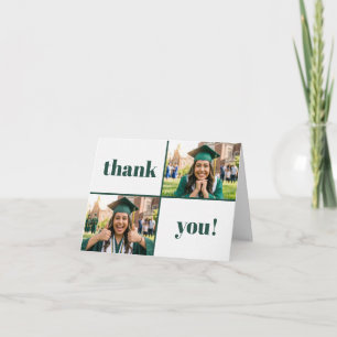 Cartão De Agradecimento Colagem de Fotos Personalizada 2 Verde Dourado Gra