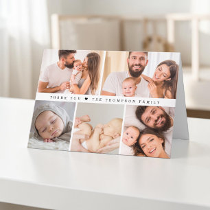 Cartão De Agradecimento Colagem de Fotos Personalizada Moderna para Chá de