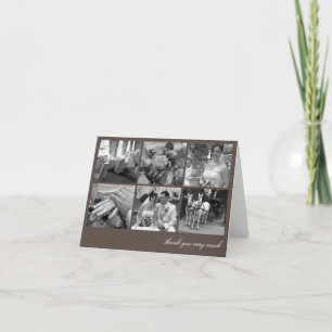 Cartão De Agradecimento Colagem de grade marrom 6 fotos memórias obrigado