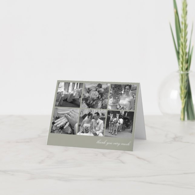 Cartão De Agradecimento Colagem de grade verde 6 fotos memórias obrigado (Frente)