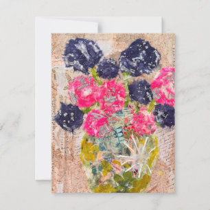 Cartão De Agradecimento Colagem de papel floral caprichoso KHS misto