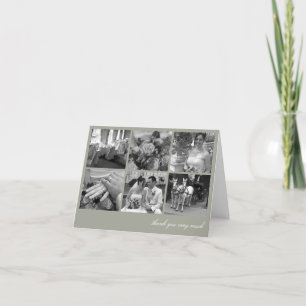 Cartão De Agradecimento Colagem em grade verde 6 fotos memórias obrigado v