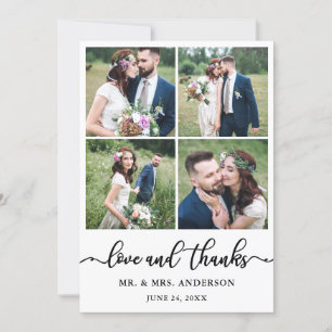 Cartão De Agradecimento Colagem Fotográfica Elegant Calliografia Wedding 4