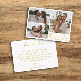 Cartão De Agradecimento colagem fotográfica elegante do casamento por cali