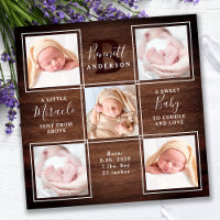 Colagem Fotográfica Rustic Wood 5 New Baby Stats C