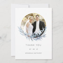 Cartão De Agradecimento Colagem Geométrica de Fotos de Casamento Eucalyptu