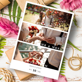 Cartão De Agradecimento Colagem Minimalista e Tendência de 3 Fotos Moderna