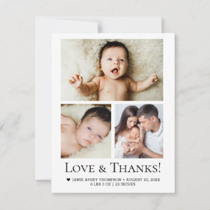 Cartão De Agradecimento Colagem Personalizada Simples de Fotos para Bebês