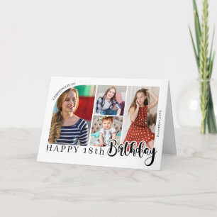 Cartão De Agradecimento Colagem Simples de 4 Fotos para Aniversário de 18 