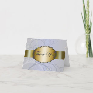 Cartão De Agradecimento Colheita Azul-Céu e Floral Dourado