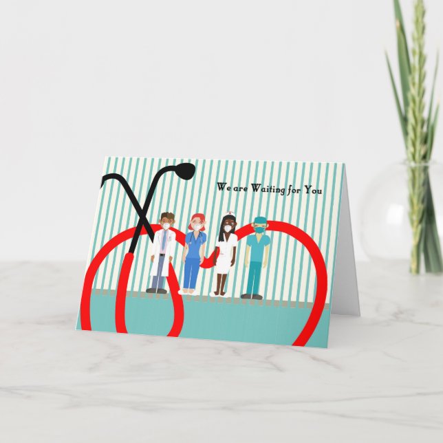 Cartão De Agradecimento Colonoscopia se dá bem em breve com Funcionarios m (Frente)