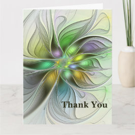 Cartão De Agradecimento Colorful Fantasy Flower Modern Abstract Fractal