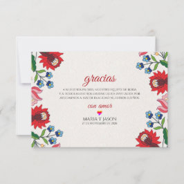 Cartão De Agradecimento Colorful Floral Botanical Modern Spanish Wedding