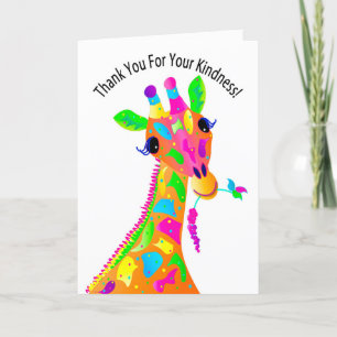 Cartão De Agradecimento Colorful Giraffe, Kaleidoscope Thank You Card