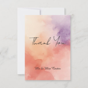 Cartão De Agradecimento Colorida Splash de Tinta Aquarela Boho Casamento D