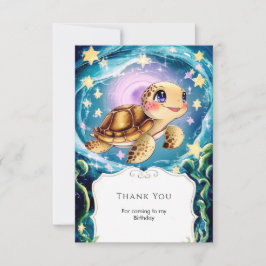 Cartão De Agradecimento Colorido Boho Aniversário de Tartaruga Subaquática