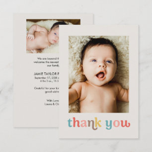 Cartão De Agradecimento Colorido Moderno Personalizado fotos Baby Shower p