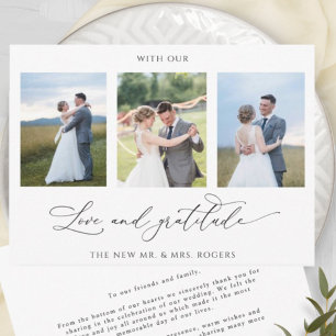 Cartão De Agradecimento Com Amor e Gratidão Casamento Elegante de Fotos