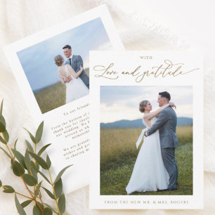Cartão De Agradecimento Com amor e gratidão, Elegante Foto Casada Tha