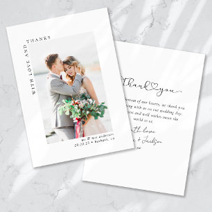 Cartão De Agradecimento Com amor e Obrigados Fotografia Casamento
