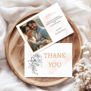 Cartão De Agradecimento Com Amor - Foto em Branco com Elegante