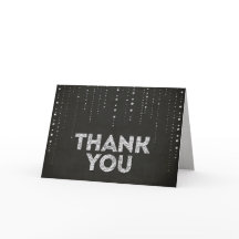 Cartão de Agradecimento com Brilho Preto e Prata