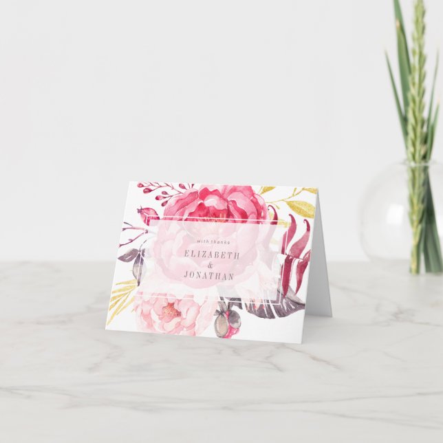 Cartão de agradecimento com buquê inglês em aquare (Frente)