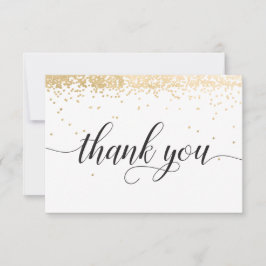 Cartão de Agradecimento com Confete Dourado