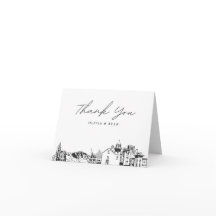 Cartão de agradecimento com esboço da silhueta de 