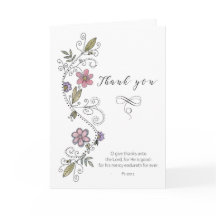 Cartão de Agradecimento com Escritura Floral Desen