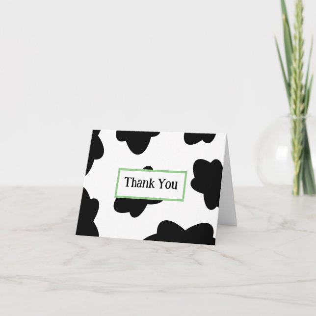 Cartão de Agradecimento com Estampa de Vaca - Em B (Frente)