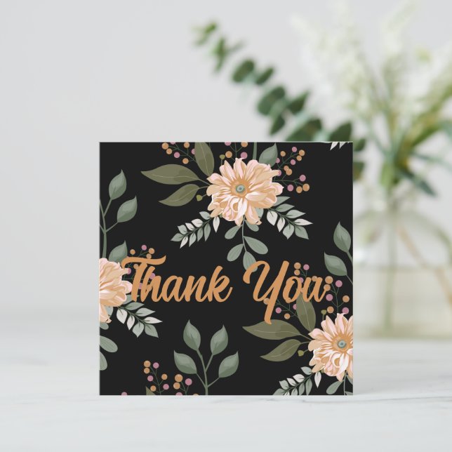 Cartão de Agradecimento com Estampa Floral (Em pé/Frente)
