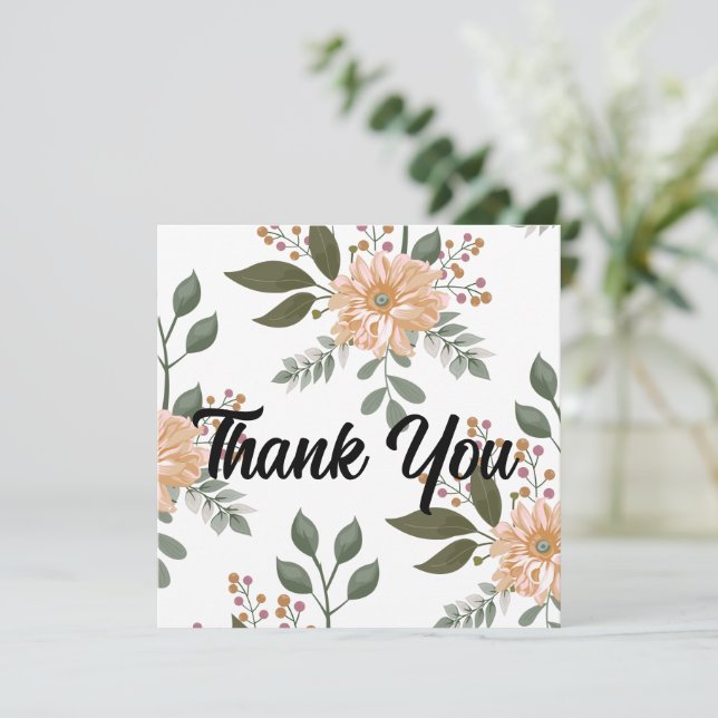 Cartão de Agradecimento com Estampa Floral (Em pé/Frente)