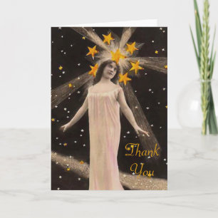 Cartão De Agradecimento Com estrelas na cabeça, obrigado