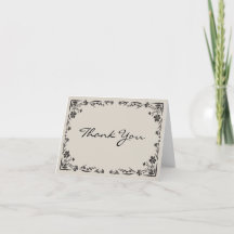 Cartão de Agradecimento com Floral Preto e Mensage