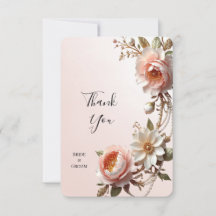 Cartão de Agradecimento com Flores Decorativas Ros