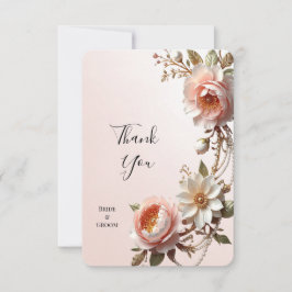 Cartão de Agradecimento com Flores Decorativas Ros