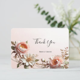 Cartão de Agradecimento com Flores Decorativas Ros