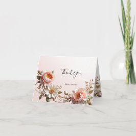 Cartão de Agradecimento com Flores Decorativas Ros