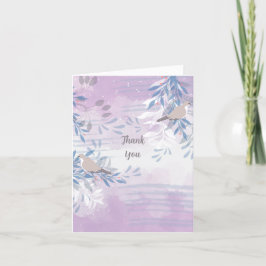 Cartão de Agradecimento com Flores e Pássaros Botâ