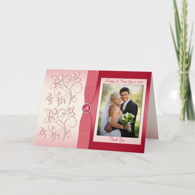 Cartão de agradecimento com foto de melancia rosa (Frente)