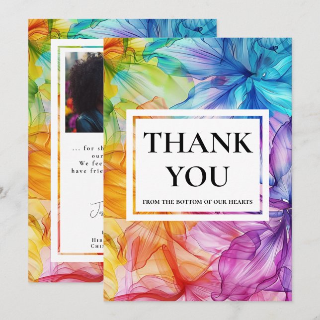 Cartão De Agradecimento ❤️ com fotografia Obrigado Eteal Bloom (Frente/Verso)