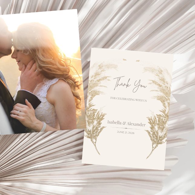 Cartão de Agradecimento com Grama das Pampas (Pampas Grass Thank You Card)