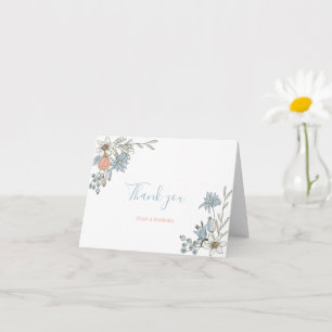 Cartão de agradecimento com ilustração floral Boho