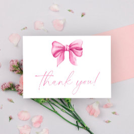 Cartão de agradecimento com laço rosa