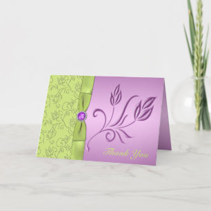 Cartão de Agradecimento com Lavanda e Joias Verdes