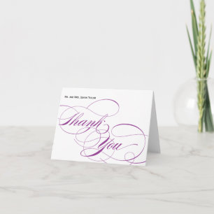 Cartão de Agradecimento com Letra Elegante - Roxo