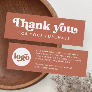Cartão de agradecimento com logotipo boho retrô te