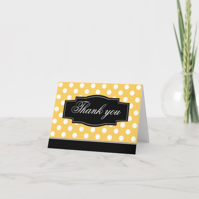 Cartão de Agradecimento com Moldura Preta e Bolinh (Frente)