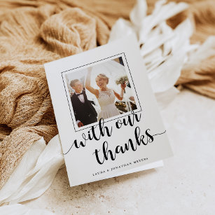 Cartão De Agradecimento Com nossos Obrigados   Foto De Casamento Obrigado